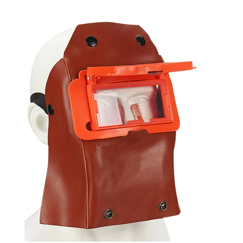 Кожаный сварочный шлем с автоматическим затемнением на солнечной батарее маска