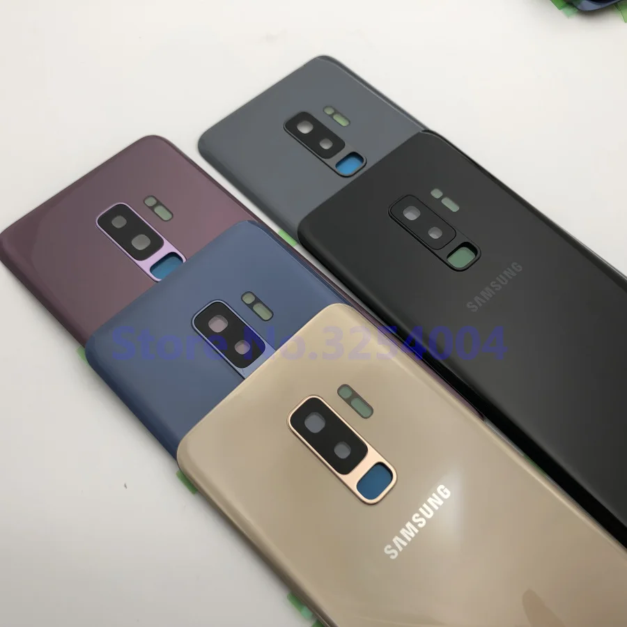 Чехол на заднюю батарейку S9 для samsung Galaxy S9 Plus G960F G965F Задняя стеклянная крышка корпуса+ клей+ рамка для объектива камеры