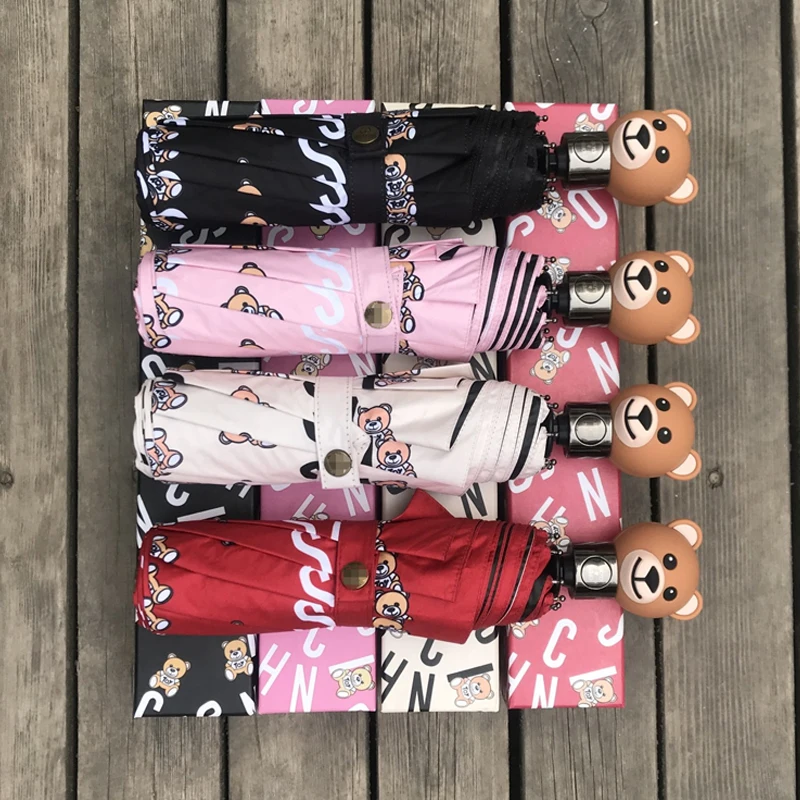 Модный милый индивидуальный Зонт с медведем полностью автоматический складной