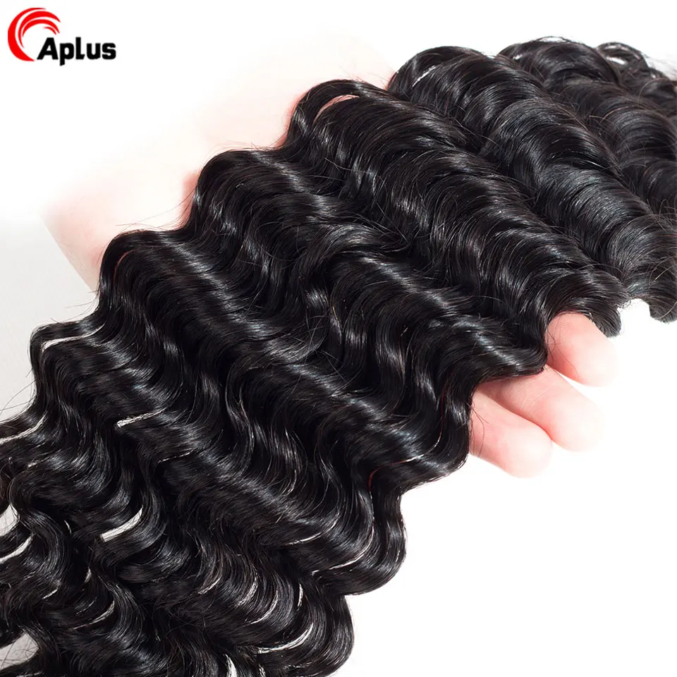 3 пряди бразильские с глубокой волной фронтальной частью 100% человеческие волосы