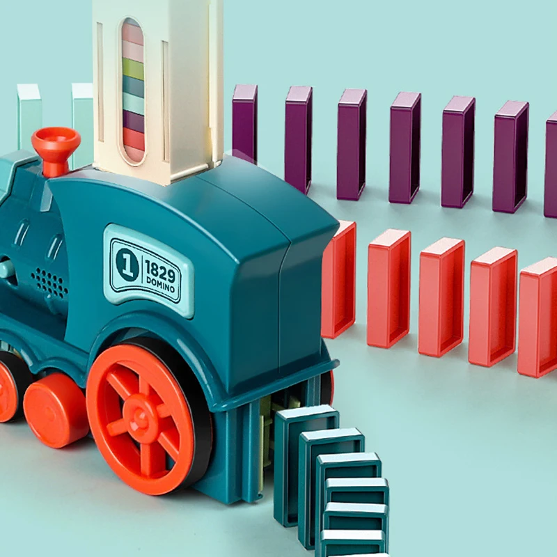 Kids Electric Train Car Toy Domino Sound Light Automatic Laying Brick Macaron Color Blocks Board Game Education DIY Toys | Игрушки и