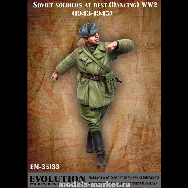 Советские солдаты, танцующие, сборная модель из смолы, масштаб 1/35, самостоятельная сборка, безцветная, игрушка, номер 304.