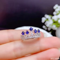 kjjeaxcmy boutique jewelry 925 sterling silver inlaid natural sapphire ring delicate ladies elegant crown ring support testing