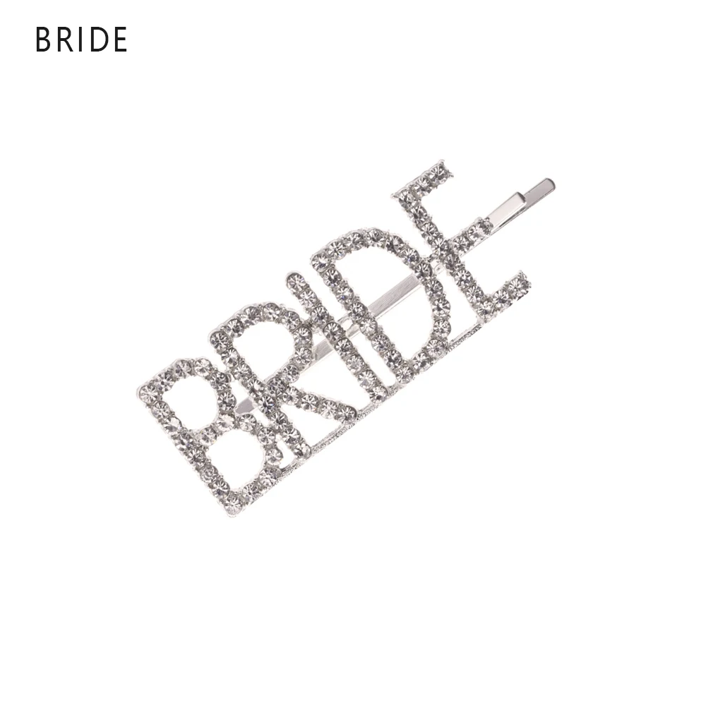 BRIDE 1 шт. Горячая Мода письмо шпилька уникальные яркие стразы кристаллы заколки для волос слова заколка женские аксессуары для украшений для волос - Цвет: BRIDE