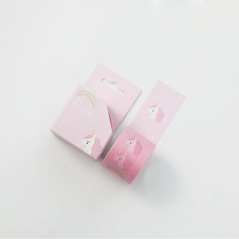 Розовый 1 шт. симпатичная Маскировка Лента Kawaii Единорог васи лента декоративная клейкая лента для детей DIY Скрапбукинг дневник Альбомы для фото - Цвет: Розовый