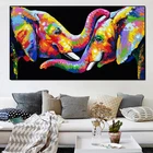 Красочный холст Картины абстрактные Животные настенные художественные плакаты и принты пара слонов фотографии для Гостиная украшения
