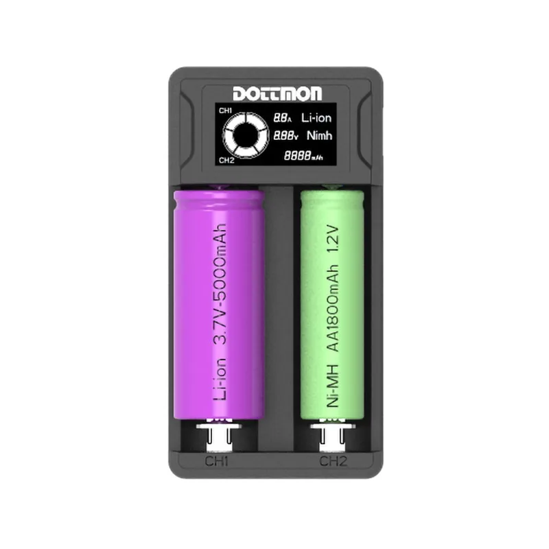 Универсальное интеллектуальное зарядное устройство с 2 слотами ЖК дисплей 18650 3 7