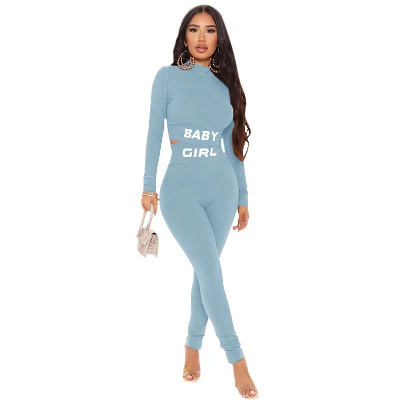 

Cross-border installs new amazon wish two-piece women 20399 letters printing cultivate morality long-sleeved pants suit
