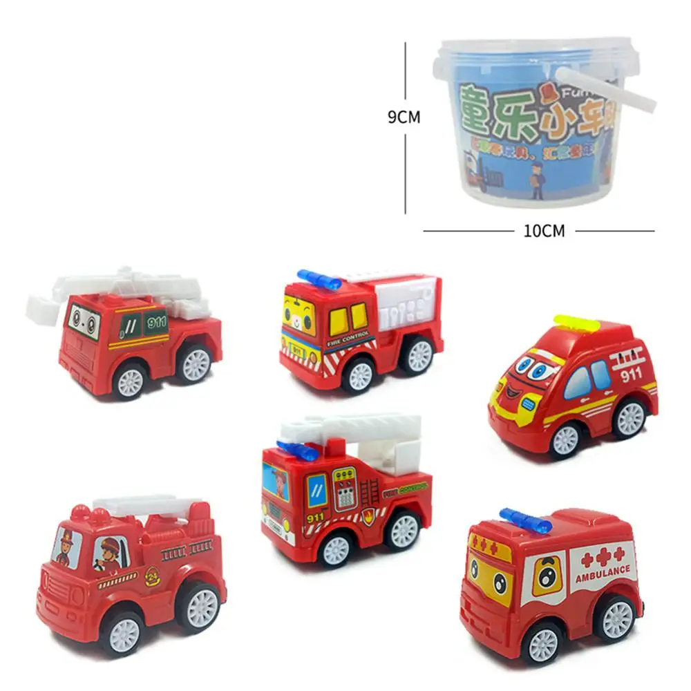 

6pcs/Set Kids Mini Cartoon Car Vehicle Models Pull Back Fire Fighting Truck Toys Early Education Intelligence Develop Gifts