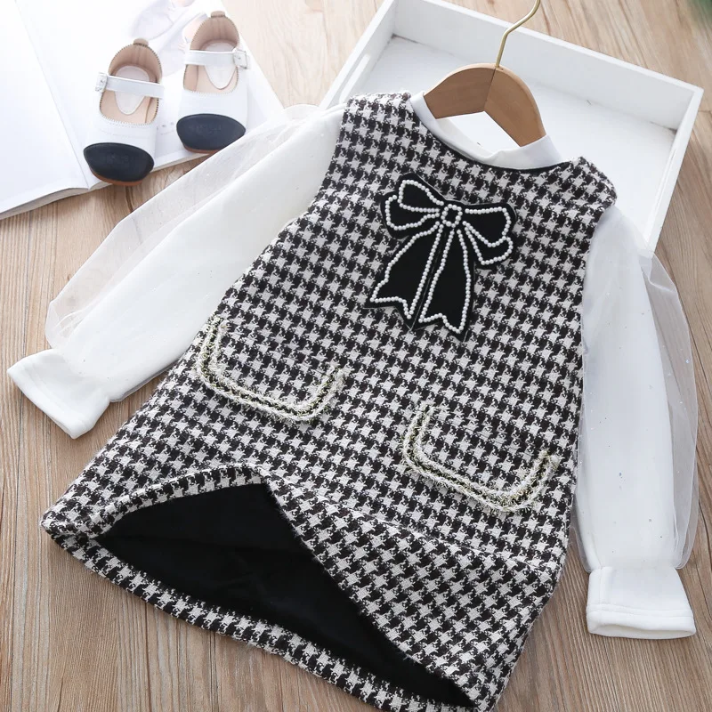 

Baby Girls Bowknot Dress +long Sleeve Shirt 2pcs Suits Children Baby Infants Princess Dress Sets Kids