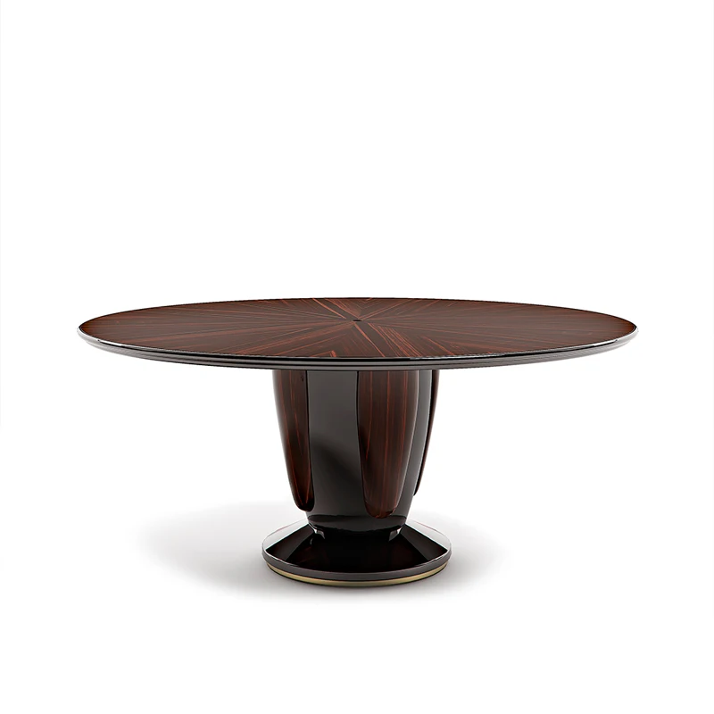 Dining table and chair home Italian light luxury style red black solid wood stainless steel dining round din | Мебель