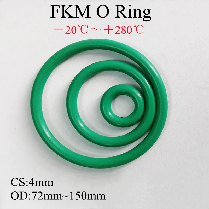 

5PCS Superior FKM Fluorine Rubber O Ring CS 4mm OD 72~150mm Sealing Gasket Insulation Oil High Temperature Resistance