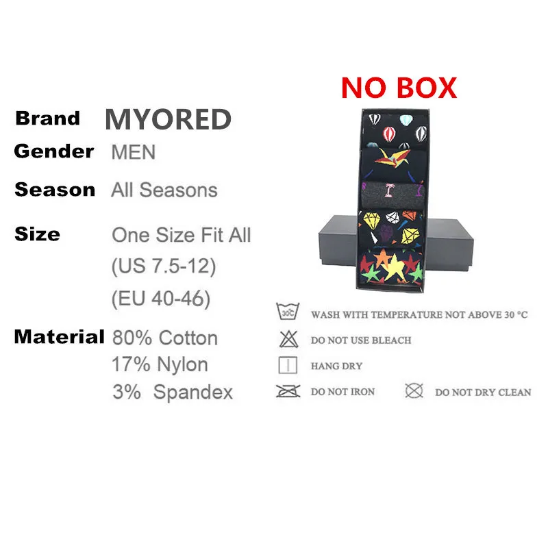 MYORED, 5 пар/лот, мужские носки, много, Длинные Хлопчатобумажные забавные носки, мужские свадебные подарочные носки, упаковка, деловые носки, без коробки
