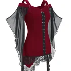 Женские готические черные рубашки на Хэллоуин, женская блузка, модные красные бандажные топы, сексуальная шифоновая рубашка с открытыми плечами и кружевом, размеры до 5XL