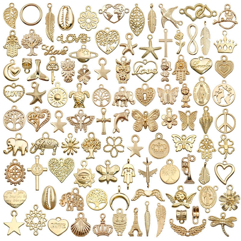 

100pcs/lot Mixed Style Animal Heart Alloy Charms Pendant DIY Bracelet Necklace For Jewelry Making Accessories