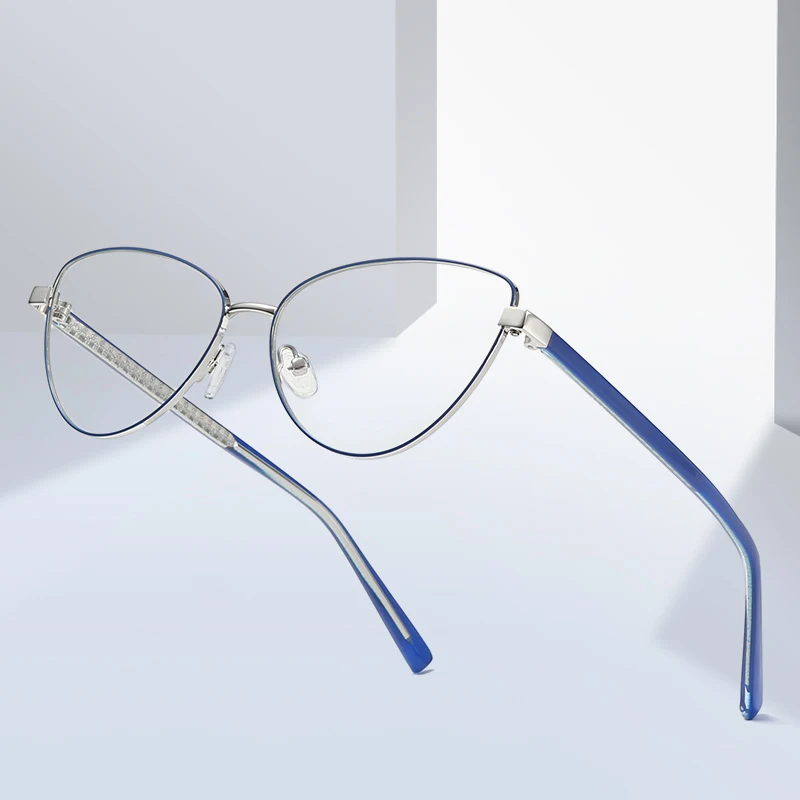 

Cat Eye Women Glasses Frame Alloy Full Rim Fashion Designer Brand Stylish Eyewear Prescription Spectacles Anti-Scratch