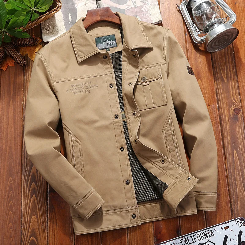 

Куртка мужская осенне-зимняя в стиле милитари, повседневная однотонная, с отложным воротником, стандартное осеннее пальто