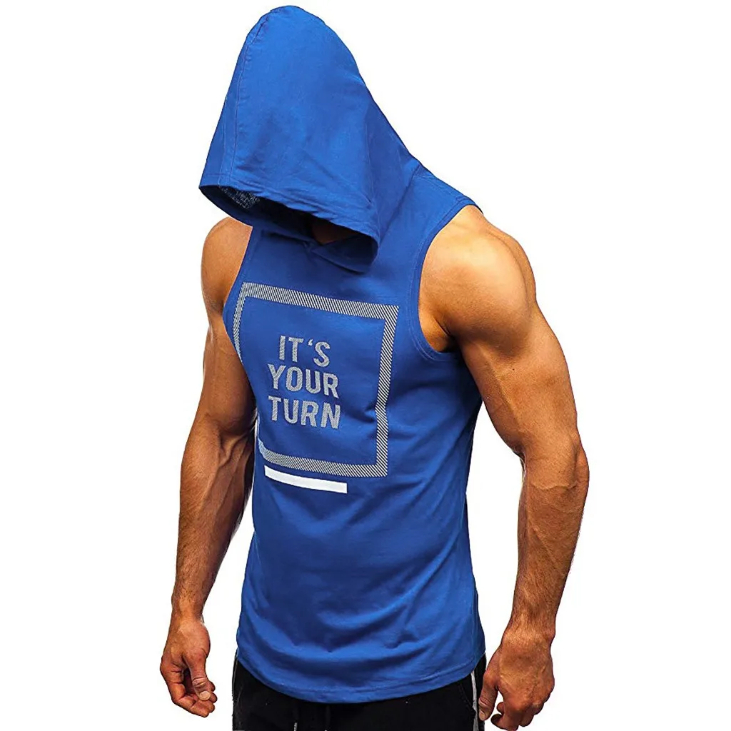 Мужские толстовки с капюшоном майка без рукавов спортивный облегающий жилет для