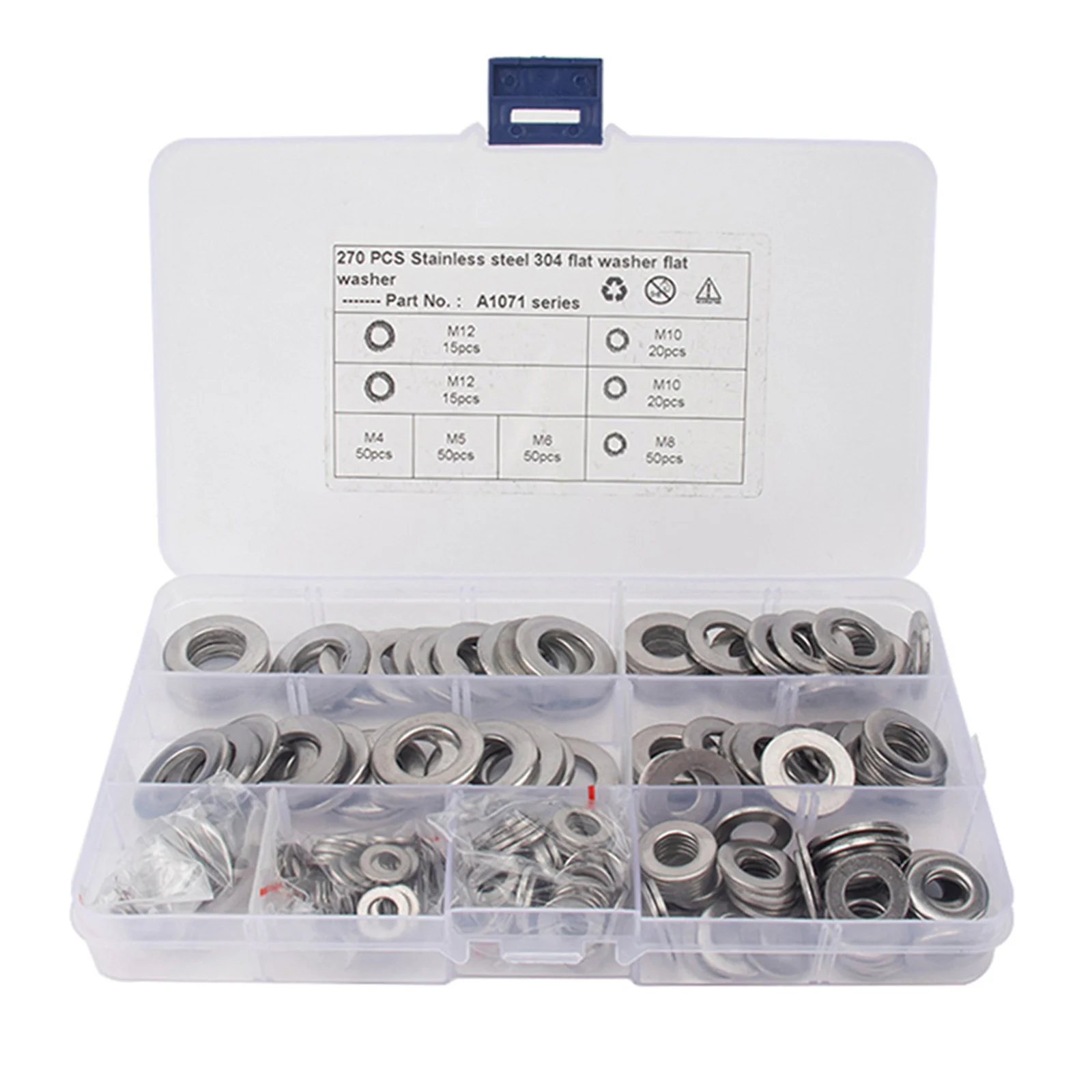 

420Pieces Stainless Steel Flat Washers Set of 8 sizes M2 M2.5 M3 M4 M5 M6 M8 M10 Washers Assortment PAK55