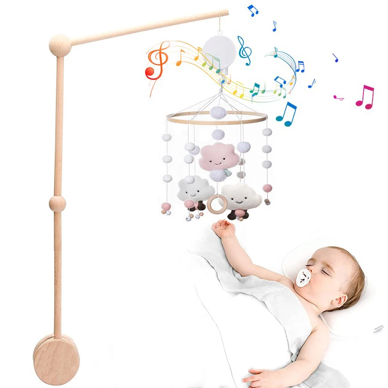 

1Set Baby Bed Bell Mobile Rattles Toys For Baby 0-12 Months Wooden Mobile On The Bed Newborn Music Box Hanging Toys Baby Items