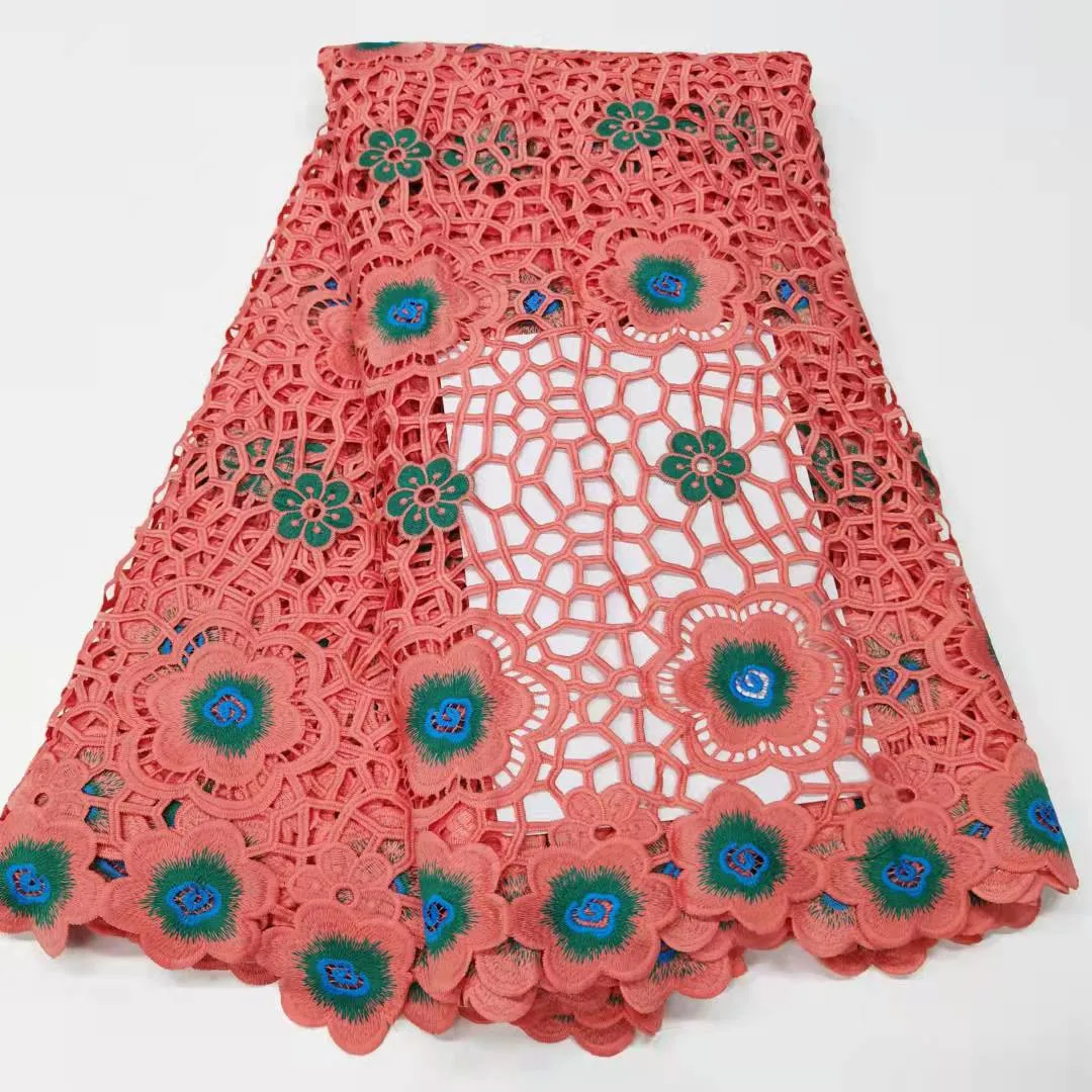

2021 High Quality African Net French Swiss Voile Guipure Cord Soluble Lace Fabric For Dress 5 Yard /Lot TZ0830