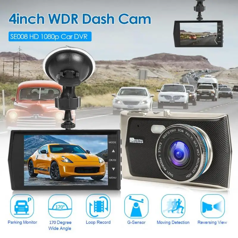 4 дюймов сенсорный экран зеркало заднего вида Dash Cam 1296P Автомобильный