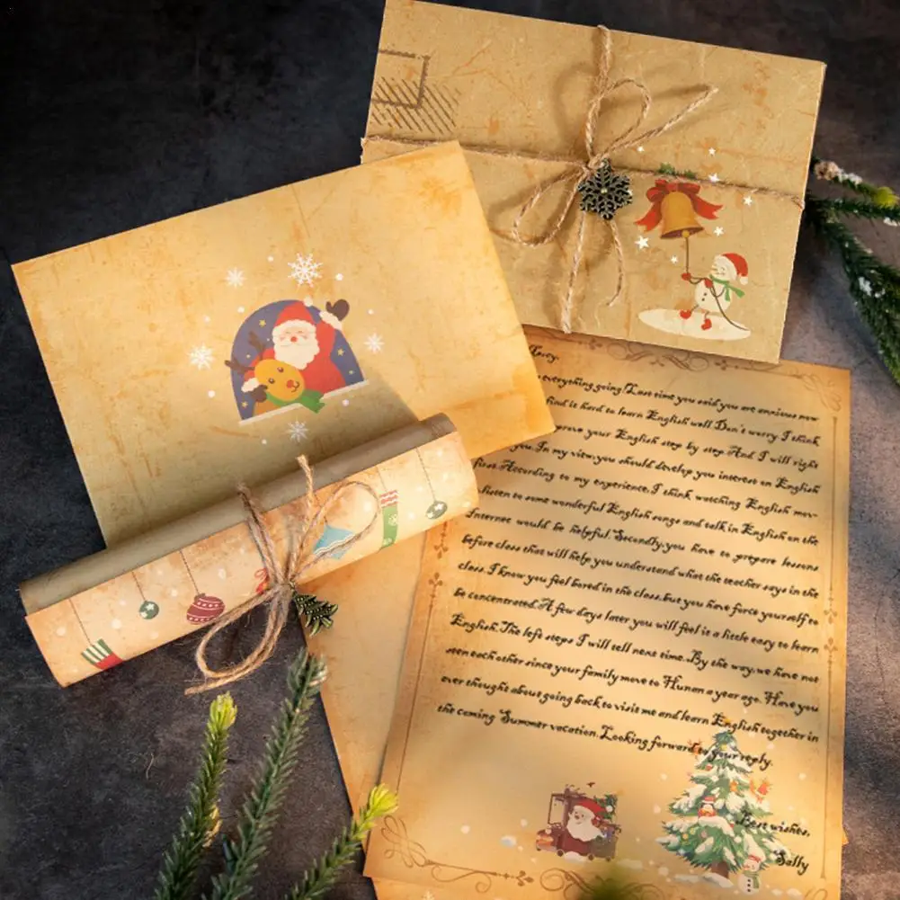 

Christmas Series Vintage Brown Kraft Paper Writing Paper Letter Paper Holiday Wedding Birthday Party Invitation Paper Envelope