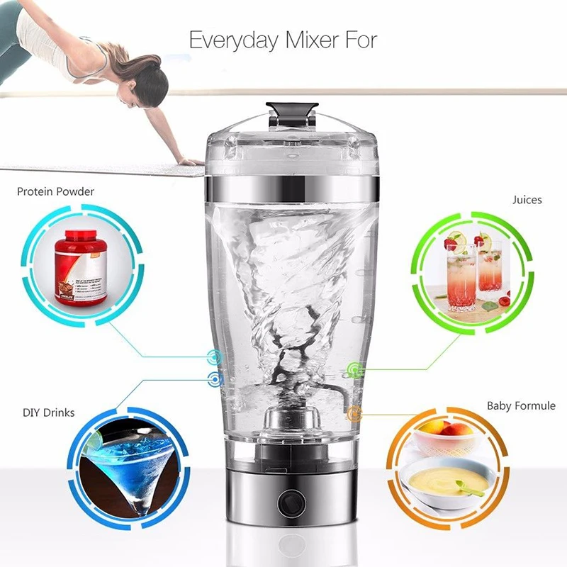 

Portable Vortex Electric Protein Shaker Mixer Bottle Detachable Cup