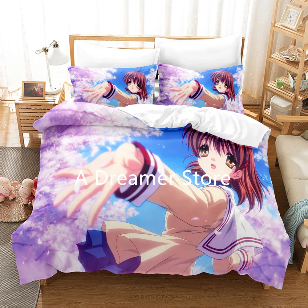

Anime CLANNAD Bedding Set Cartoon Girls Pattern Quilt Comforter Duvet Cover For Adult Kids Fashion Bedclothes 2/3pcs