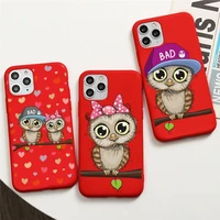 Cute Owl cat Phone Case for iphone pro max mini pro MAX Plus 2020 red case