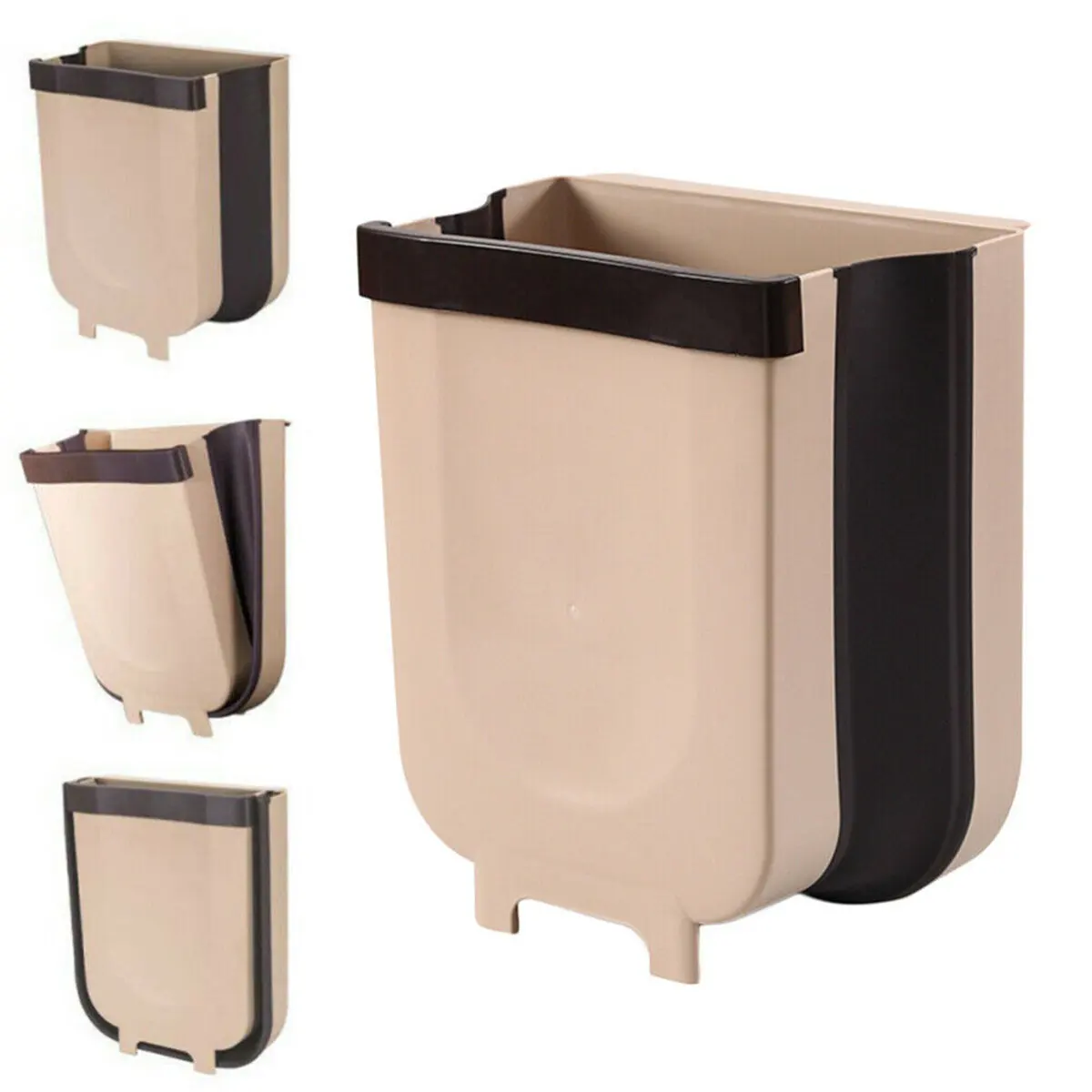 

8L Foldable Kitchen Cabinet Door Hanging Trash Can Wall-mounted Waste Basket