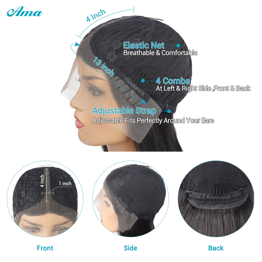 

Bob Wig Brazilian Short Bob Wig Transparent Lace Front Human Hair Wigs Pre Plucked Remy Wig For Black Women 13x4x1 T Part Wig