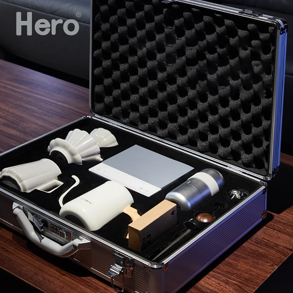 Hero Hand Drip Coffee Gift Box Sets 7 PCS Manual Grinder +Drip Filter+Share Pot+Brush+Hand Punch Pot+Electric Scale | Дом и сад