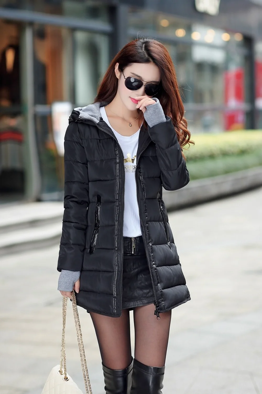 ZOGAA Women's Fashion Super Light Down Jacket Duck Down Hooded Slim Jacket