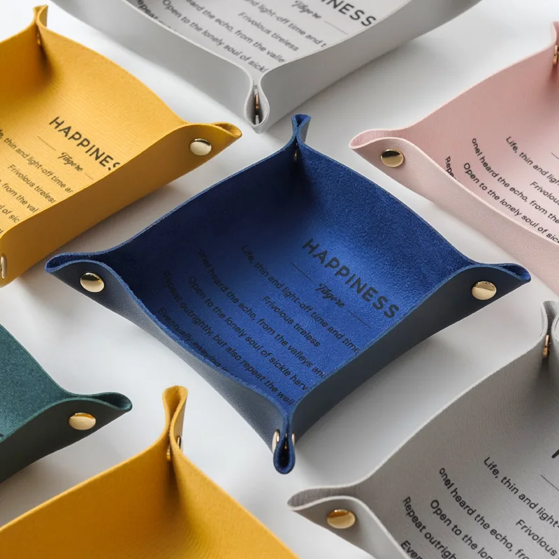 

Northern Europe Leather Desktop Storage Box Key Plate Home Decoration Dice Plate Key Wallet Folding Storage Tray Jewelry Box