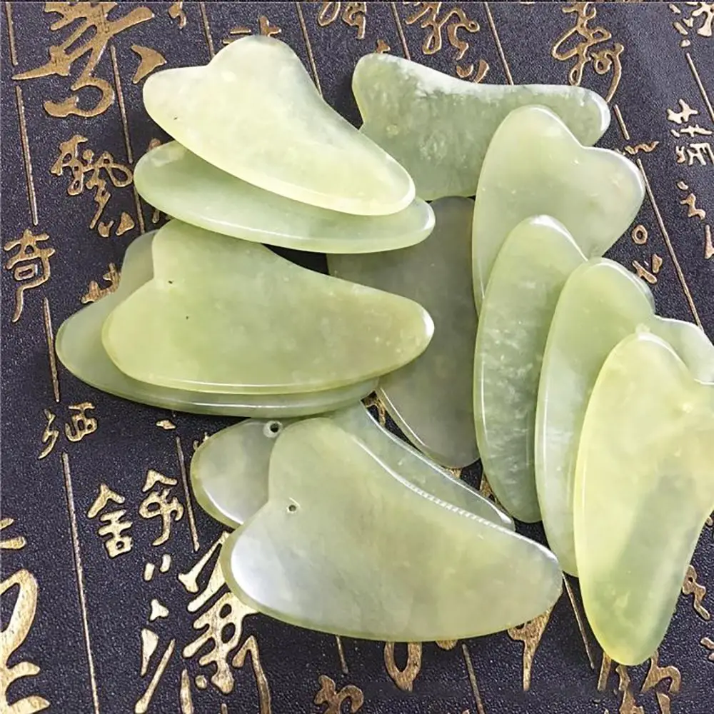 Нефритовый гуаша доска натуральный камень скребок нефритовый массажер для лица