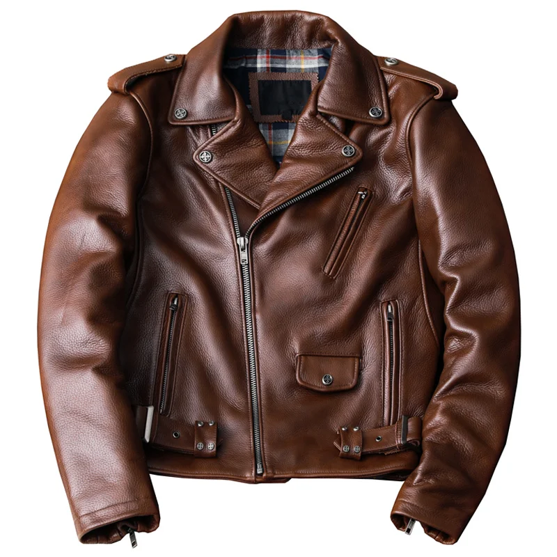 

New Arrivals Mens Genuine Leather Jacket Coat Vintage Brown Cowhide Aviator Coat Winter Men Fashion Jacket Plus Size Topcoat