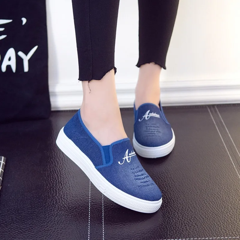 Cresfimix/женские милые парусиновые Лоферы без застежки с буквенным принтом Женская