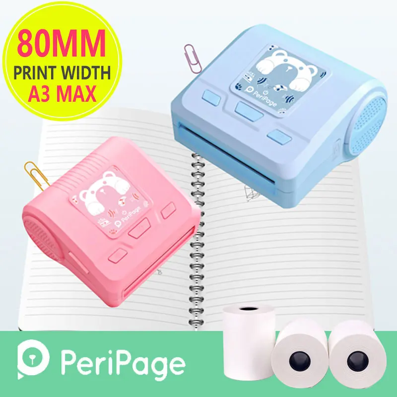 

Портативный термопринтер Peripage A3, Bluetooth, 80 мм, 58 мм, с внешним аккумулятором для телефонов Android и IOS