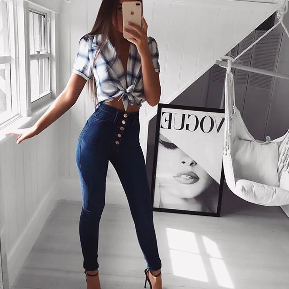 

Hot sale women's trousers fashion women's jeans single-breasted buttons slim women's jeans sexy jeans high-waist women's jeans