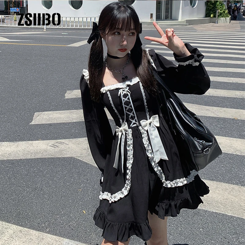 Японская униформа платье горничной повседневное школьное для девочек свободное