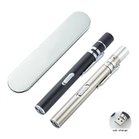 10pcs dual light source mini led pen medical flashlight stainless steel usb built in rechargeable flashlight gift supplies
