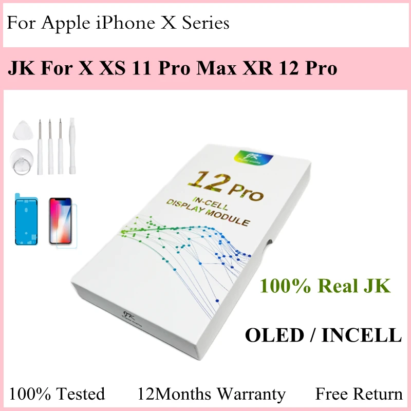 

100% JK Incell OLED экран для iPhone X XR XS Max 11 12 Pro ЖК-дисплей сенсорный экран дигитайзер в сборе без битых пикселей ремонт