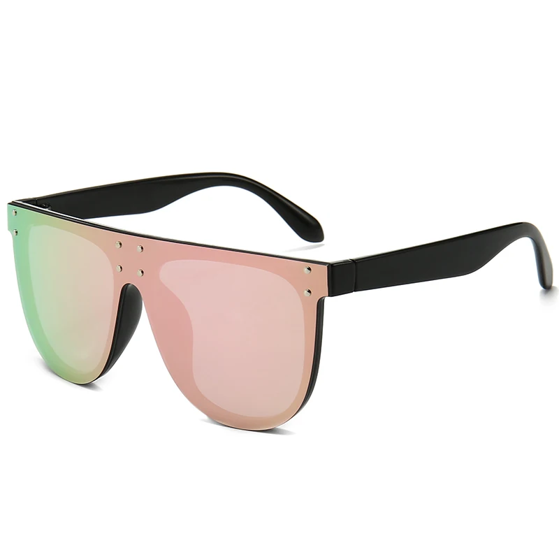 C4 pink black leg Модные уникальные зеркальные Квадратные Солнцезащитные очки для женщин мужские дизайнерские отражающие розовые солнцезащитные очки без оправы UV400 - Цвет линз: C4 pink black leg