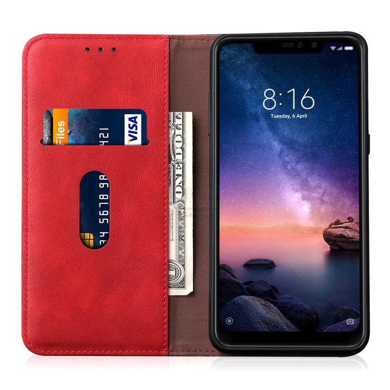 Винтажный кожаный флип-чехол для XiaoMI RedMI Note 6 pro Роскошный кошелек с отделением