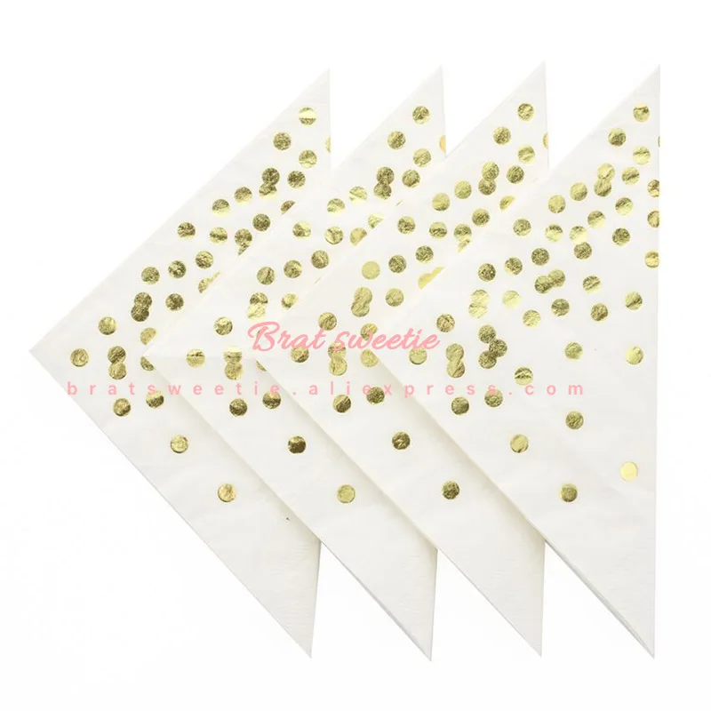 20 штук розовое золото Фольга точка Бумага салфетка для мальчика и девочки Пол