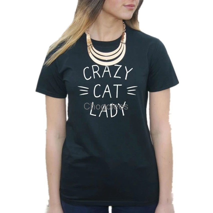 Женская футболка с принтом CRAZY CAT Повседневная Свободная коротким рукавом и