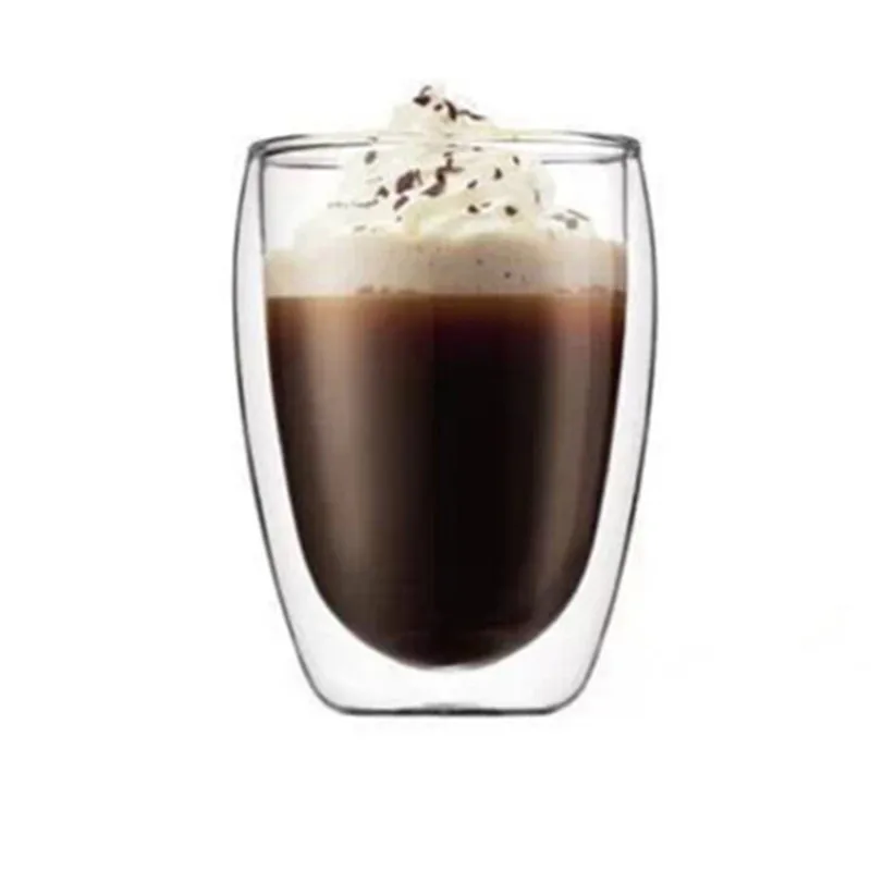 Стеклянная чашка с двойными стенками термостойкая для чая кофе креативная