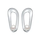 Серьги-подвески женские из серебра 925 пробы с жемчугом