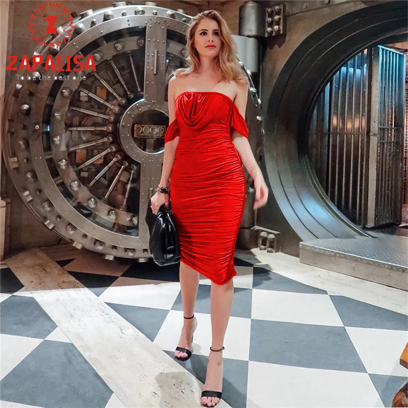 ZAPALISA/весеннее платье с коротким рукавом вырезом лодочкой открытыми плечами